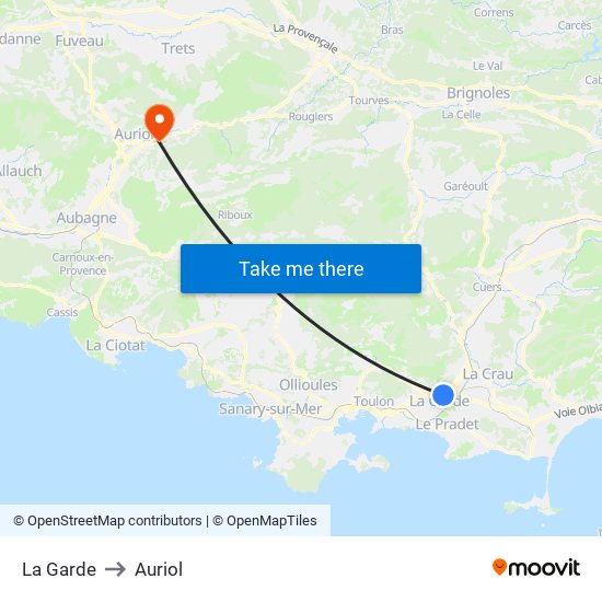 La Garde to Auriol map