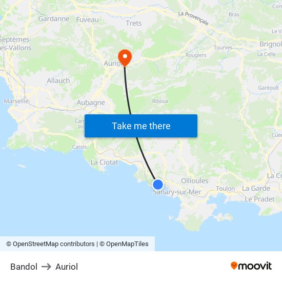Bandol to Auriol map