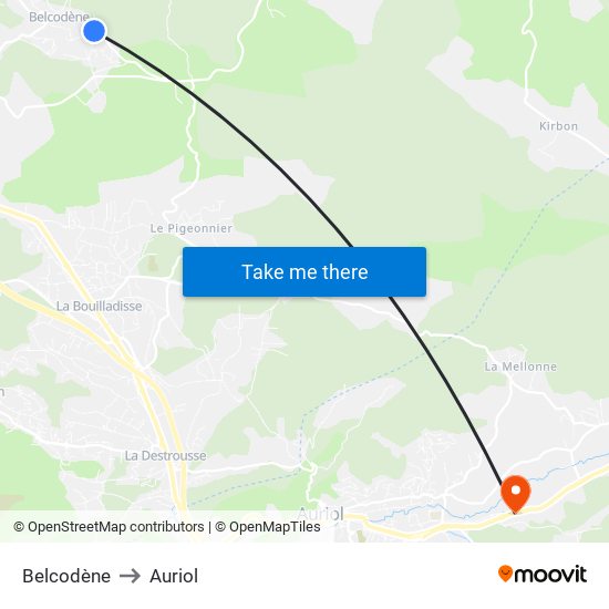 Belcodène to Auriol map