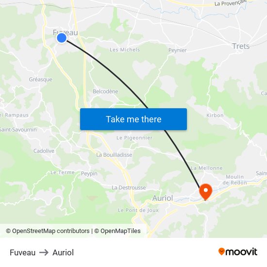 Fuveau to Auriol map