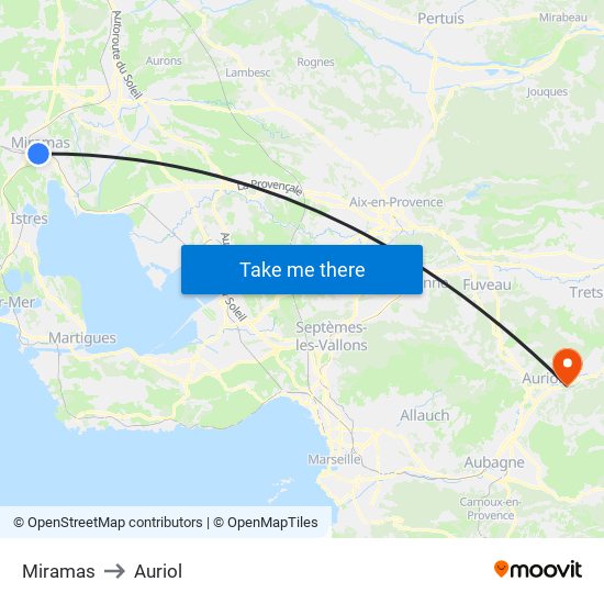 Miramas to Auriol map