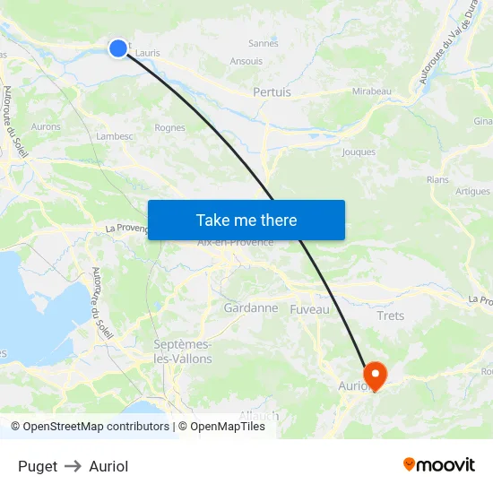 Puget to Auriol map