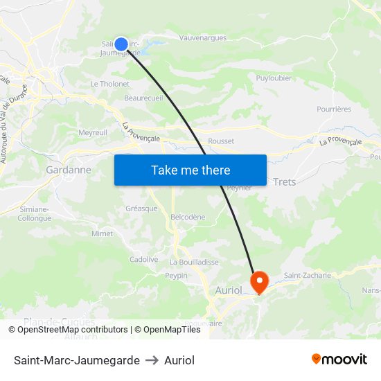 Saint-Marc-Jaumegarde to Auriol map