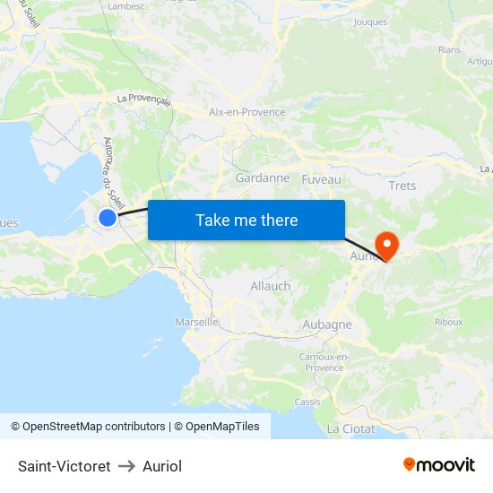 Saint-Victoret to Auriol map