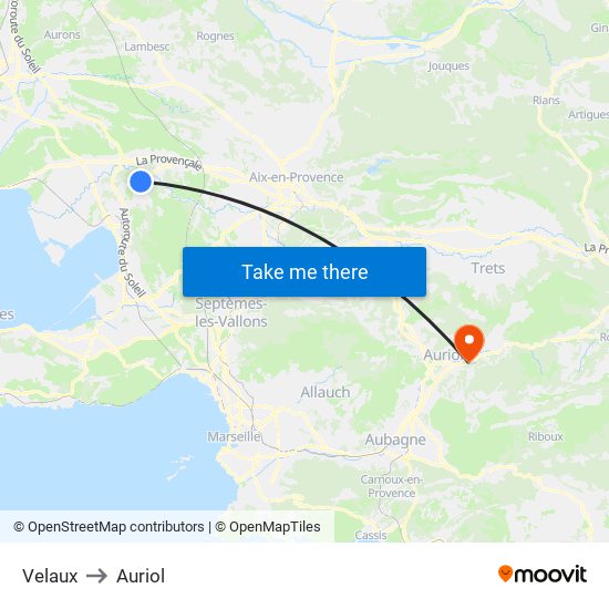 Velaux to Auriol map