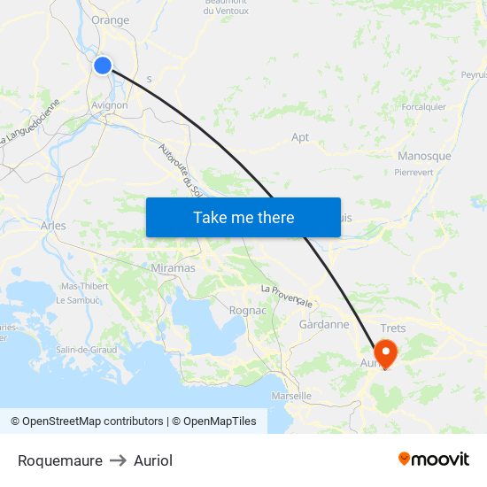 Roquemaure to Auriol map