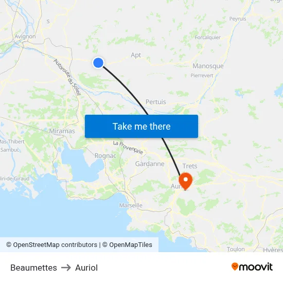 Beaumettes to Auriol map