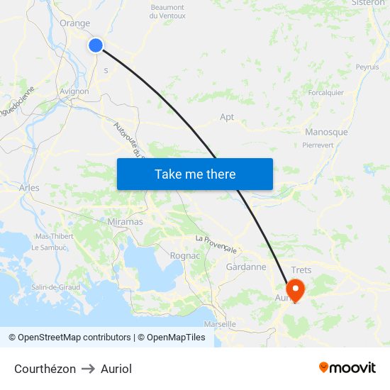 Courthézon to Auriol map