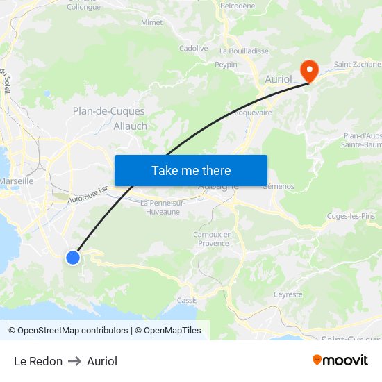 Le Redon to Auriol map