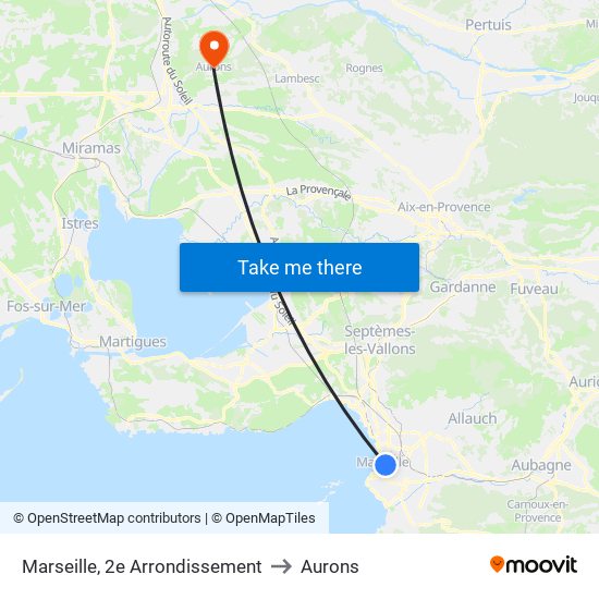 Marseille, 2e Arrondissement to Aurons map