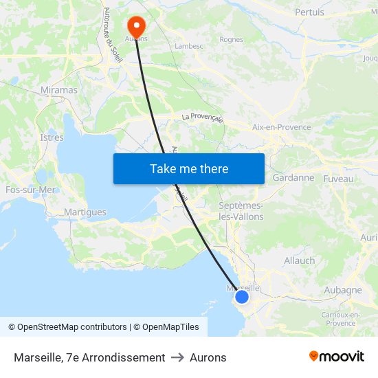 Marseille, 7e Arrondissement to Aurons map