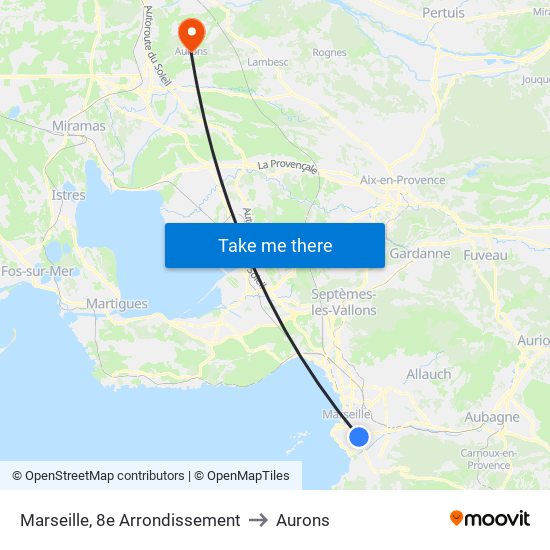Marseille, 8e Arrondissement to Aurons map