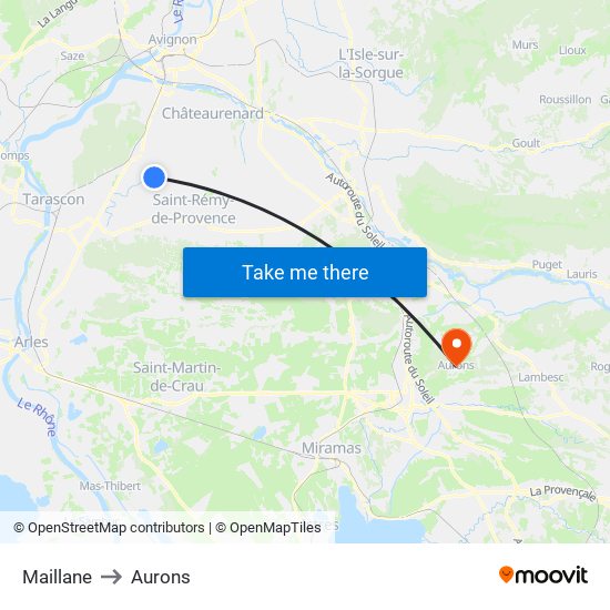 Maillane to Aurons map