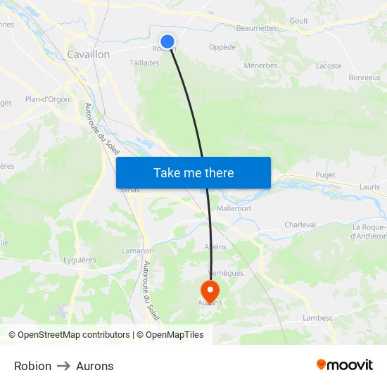 Robion to Aurons map