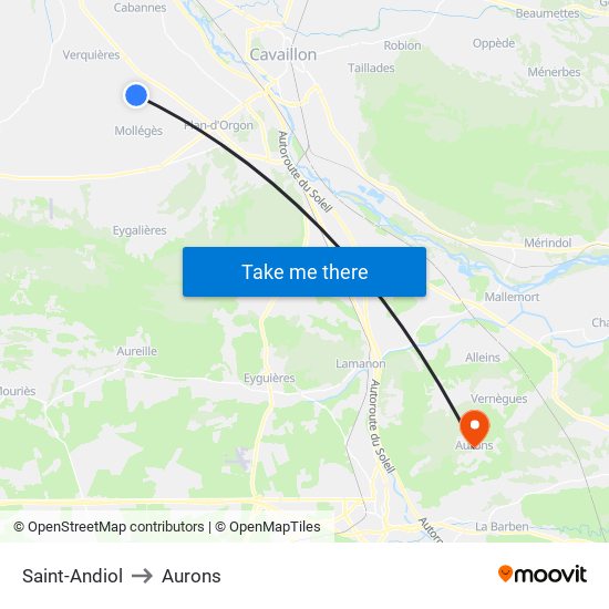 Saint-Andiol to Aurons map
