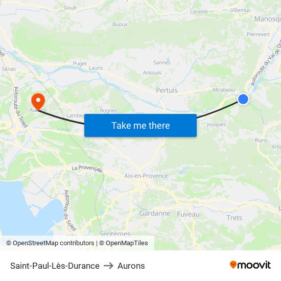 Saint-Paul-Lès-Durance to Aurons map