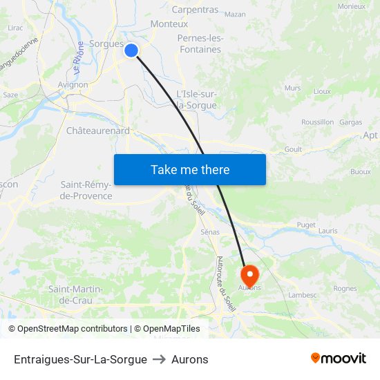 Entraigues-Sur-La-Sorgue to Aurons map