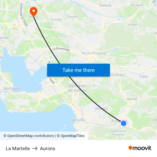 La Martelle to Aurons map
