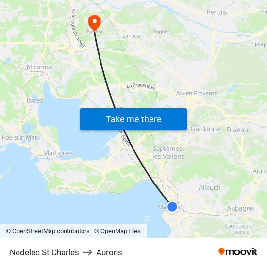 Nédelec St Charles to Aurons map
