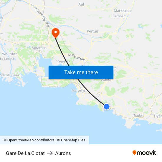 Gare De La Ciotat to Aurons map
