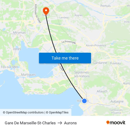 Gare De Marseille-St-Charles to Aurons map