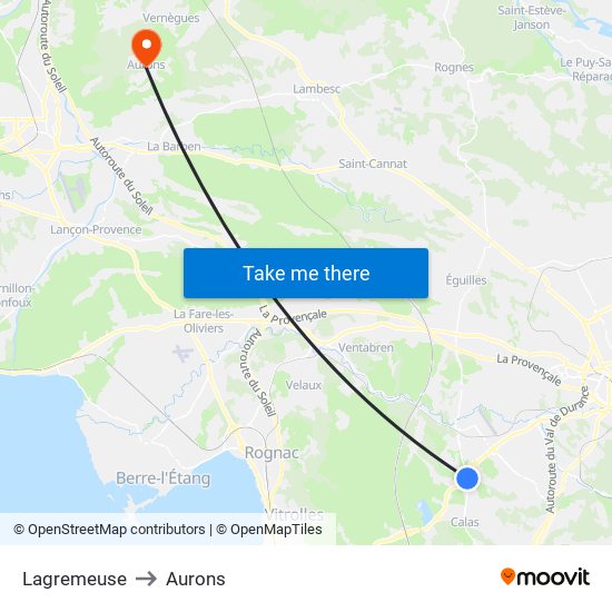 Lagremeuse to Aurons map