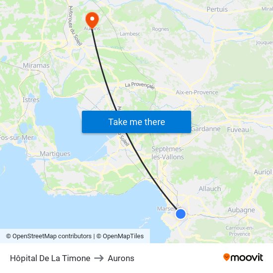 Hôpital De La Timone to Aurons map