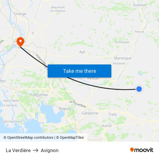 La Verdière to Avignon map