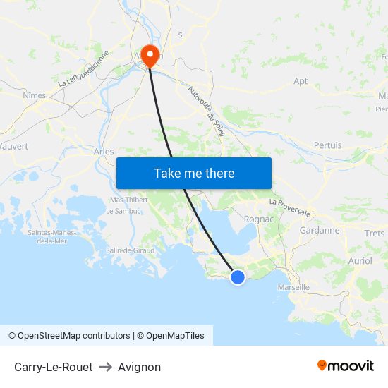 Carry-Le-Rouet to Avignon map