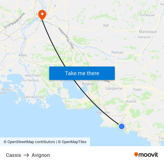 Cassis to Avignon map