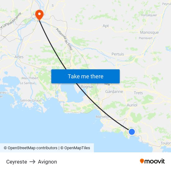 Ceyreste to Avignon map