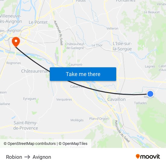 Robion to Avignon map