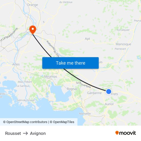 Rousset to Avignon map