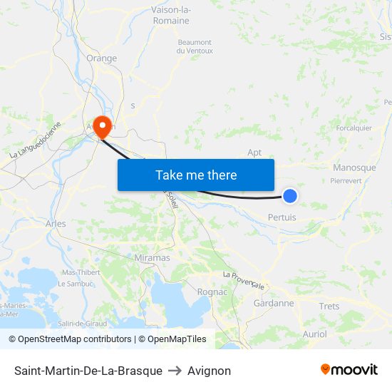 Saint-Martin-De-La-Brasque to Avignon map