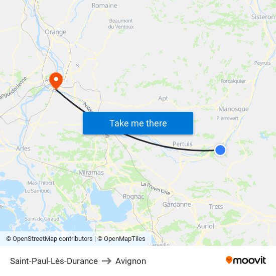 Saint-Paul-Lès-Durance to Avignon map