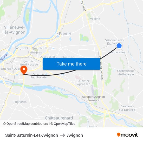 Saint-Saturnin-Lès-Avignon to Avignon map