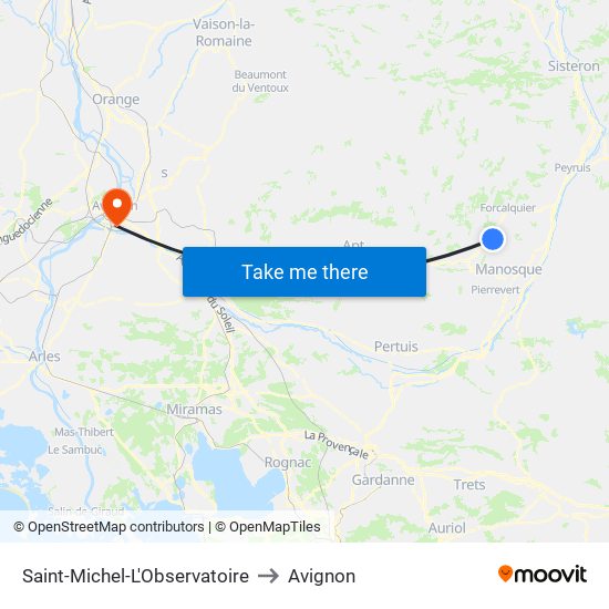 Saint-Michel-L'Observatoire to Avignon map