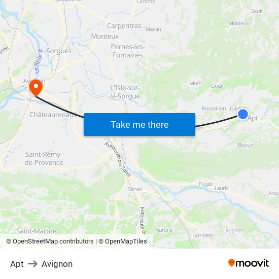 Apt to Avignon map