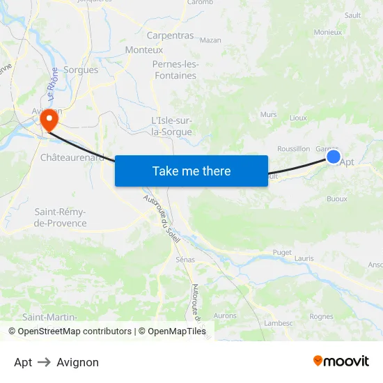 Apt to Avignon map