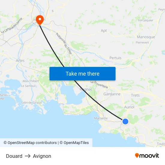 Douard to Avignon map