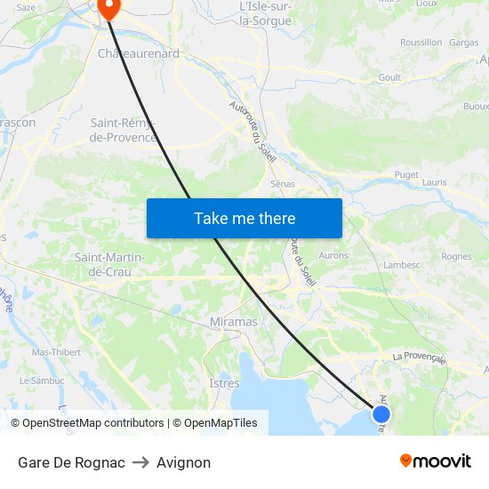Gare De Rognac to Avignon map