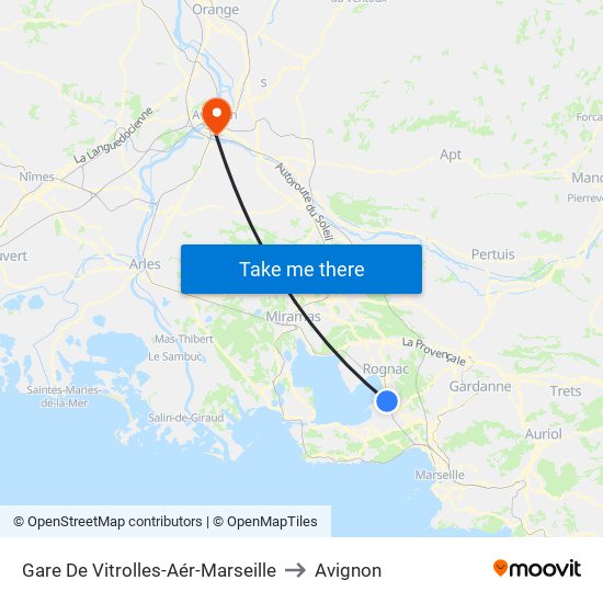 Gare De Vitrolles-Aér-Marseille to Avignon map
