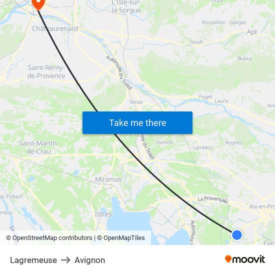 Lagremeuse to Avignon map