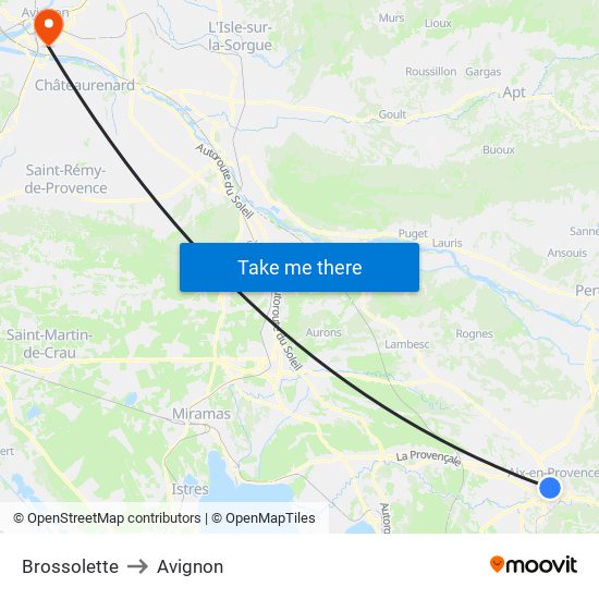 Brossolette to Avignon map