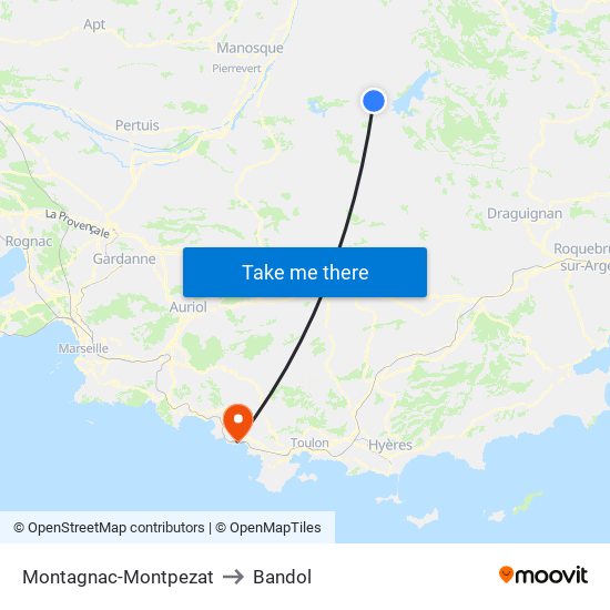 Montagnac-Montpezat to Bandol map