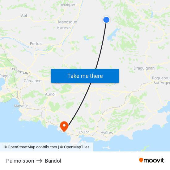 Puimoisson to Bandol map