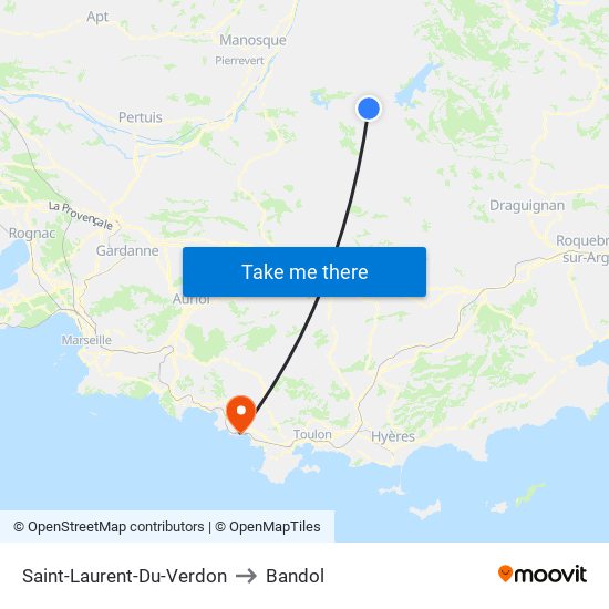 Saint-Laurent-Du-Verdon to Bandol map
