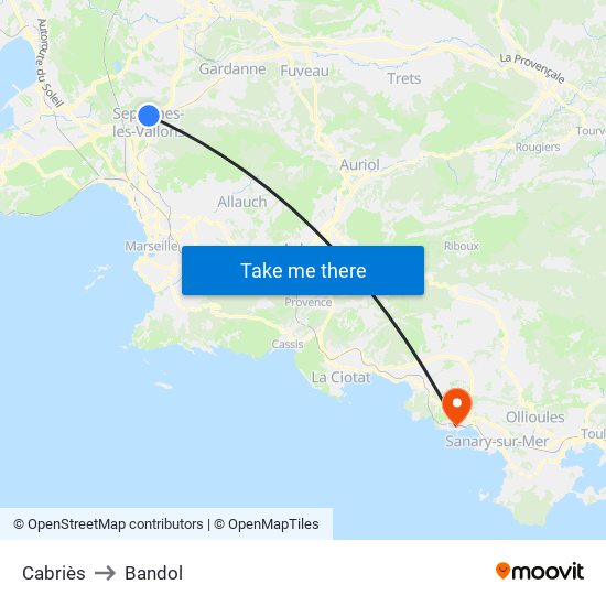 Cabriès to Bandol map
