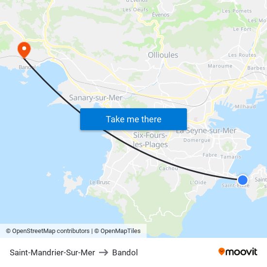 Saint-Mandrier-Sur-Mer to Bandol map