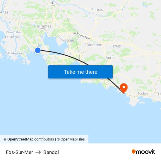 Fos-Sur-Mer to Bandol map